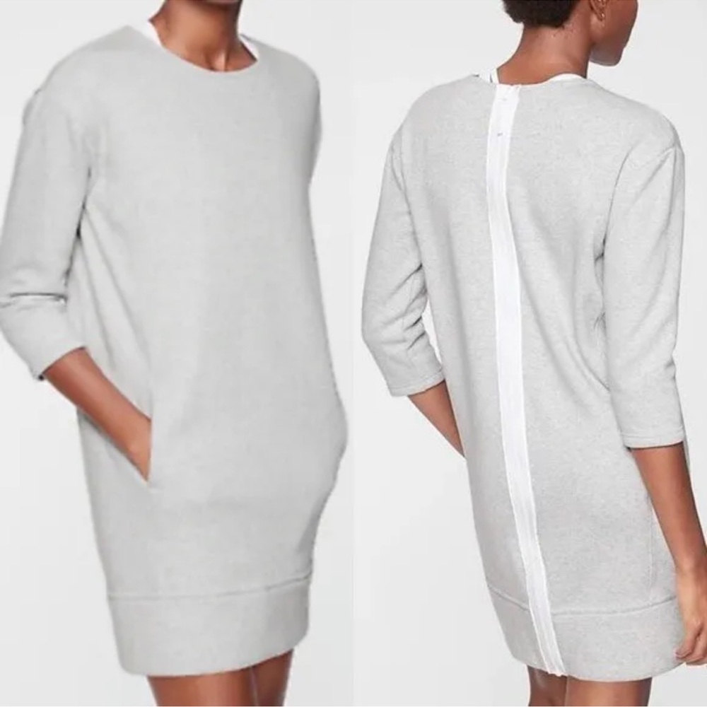 Athleta Gray Cozy Karma Back Zip Sweatshirt Dress
